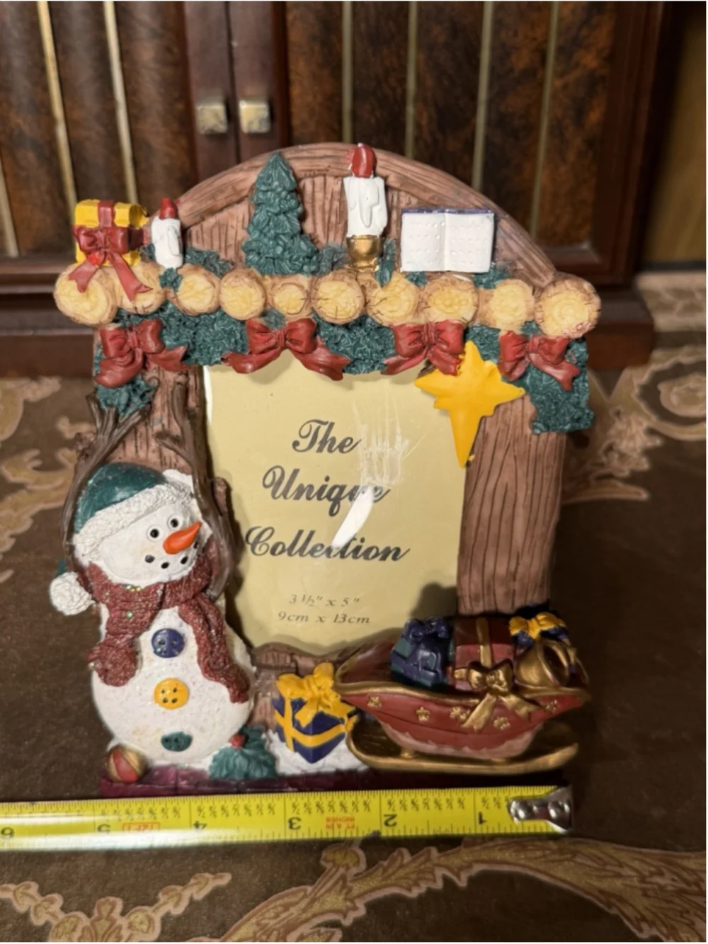 The Unique Collection Christmas Decor Snowman Picture Frame For 3.5x5